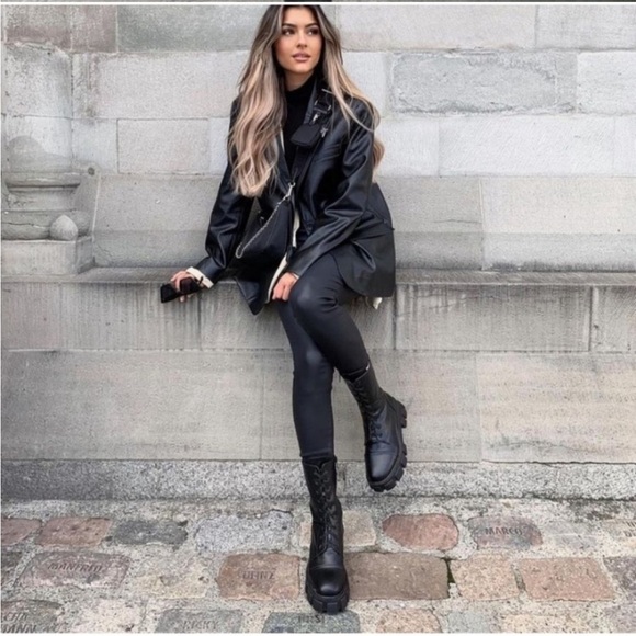 Zara faux leather menswear style blazer BLOGGERS FAVORITE!! - Picture 3 of 10